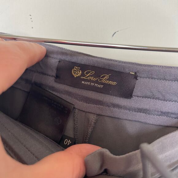 Loro Piana grey 100% silk tapered trouser pants sz 40 US 4 - Picture 2 of 10